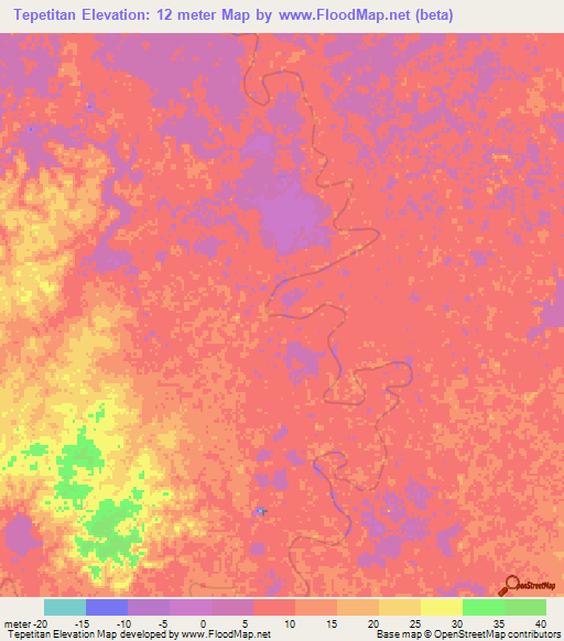 Tepetitan,Mexico Elevation Map