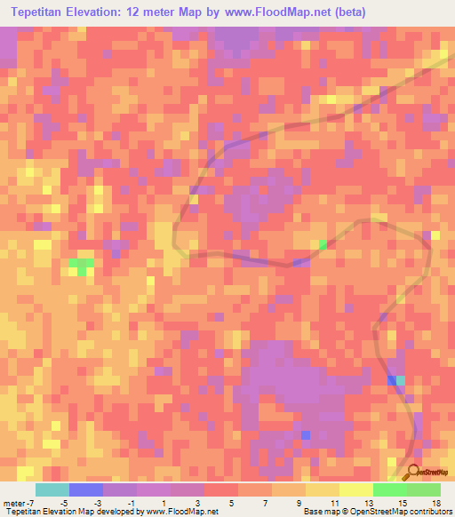 Tepetitan,Mexico Elevation Map