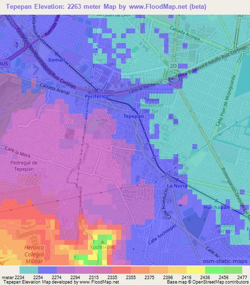 Tepepan,Mexico Elevation Map