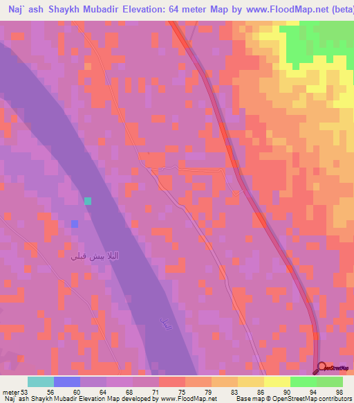 Naj` ash Shaykh Mubadir,Egypt Elevation Map