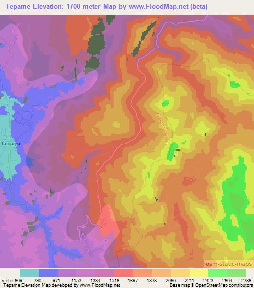 Tepame,Mexico Elevation Map