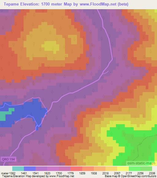 Tepame,Mexico Elevation Map