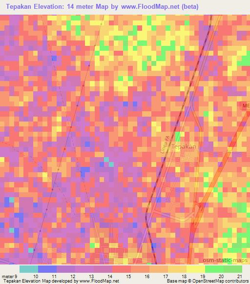 Tepakan,Mexico Elevation Map