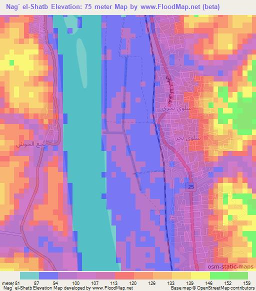 Nag` el-Shatb,Egypt Elevation Map