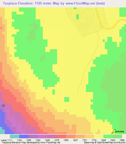 Teopisca,Mexico Elevation Map