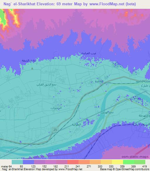 Nag` el-Sharikhat,Egypt Elevation Map