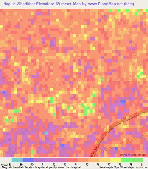 Nag` el-Sharikhat,Egypt Elevation Map