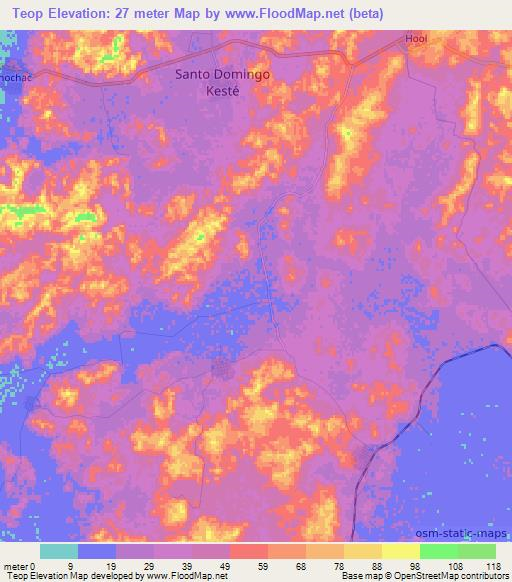 Teop,Mexico Elevation Map