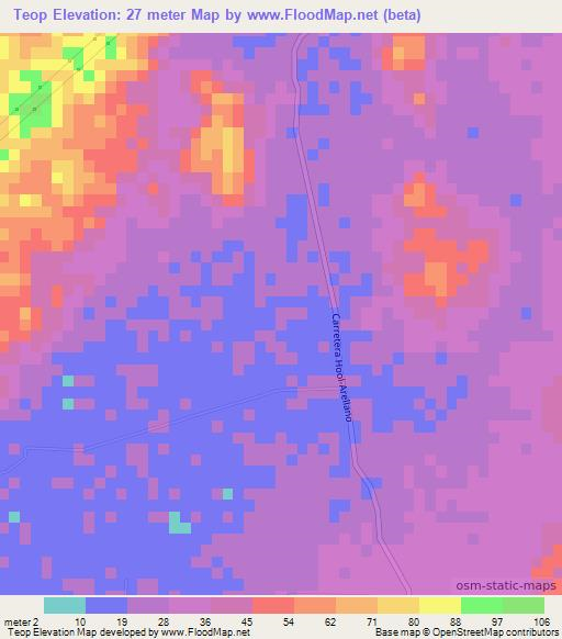 Teop,Mexico Elevation Map