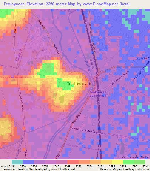 Teoloyucan,Mexico Elevation Map