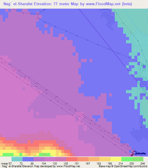 Nag` el-Sharafat,Egypt Elevation Map