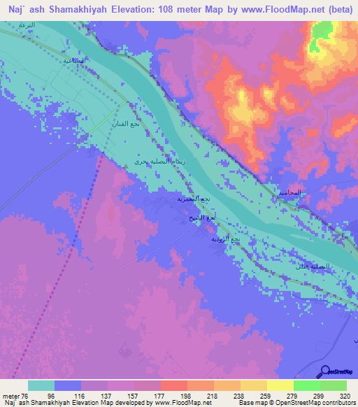 Naj` ash Shamakhiyah,Egypt Elevation Map