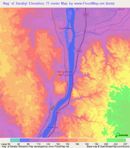 Nag` el Sarabyi,Egypt Elevation Map