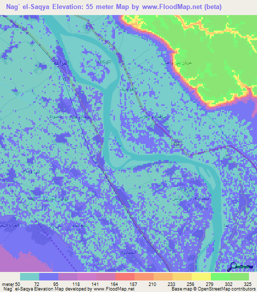 Nag` el-Saqya,Egypt Elevation Map