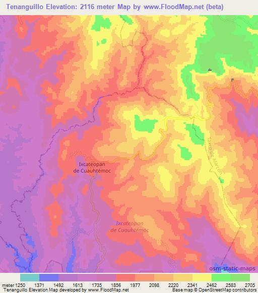 Tenanguillo,Mexico Elevation Map