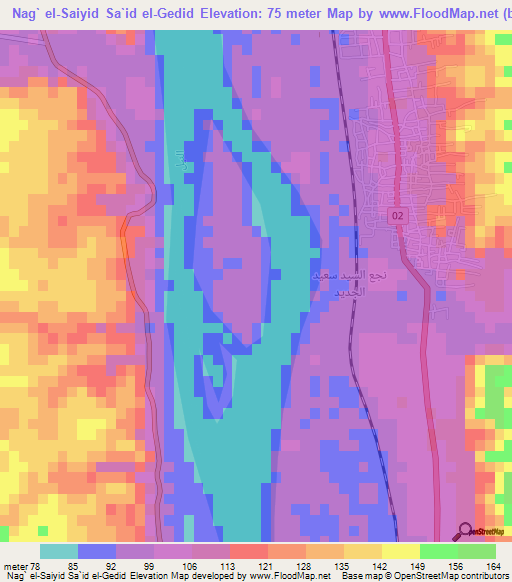 Nag` el-Saiyid Sa`id el-Gedid,Egypt Elevation Map