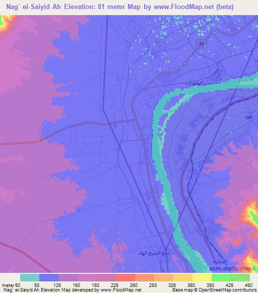 Nag` el-Saiyid Ah,Egypt Elevation Map