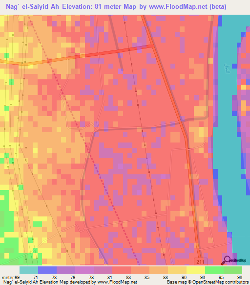 Nag` el-Saiyid Ah,Egypt Elevation Map