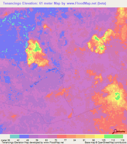 Tenancingo,Mexico Elevation Map