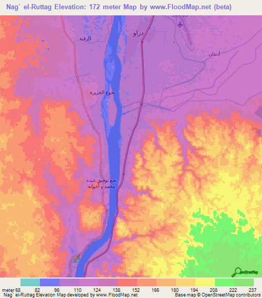 Nag` el-Ruttag,Egypt Elevation Map