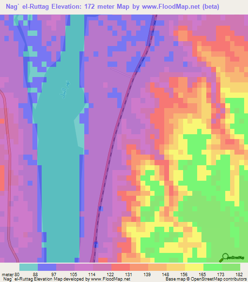 Nag` el-Ruttag,Egypt Elevation Map