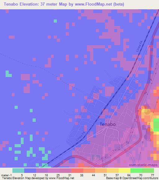 Tenabo,Mexico Elevation Map