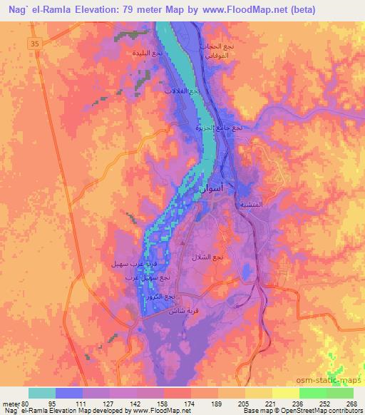 Nag` el-Ramla,Egypt Elevation Map