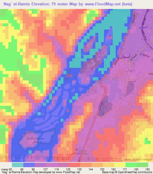 Nag` el-Ramla,Egypt Elevation Map