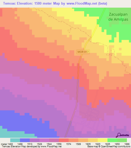 Temoac,Mexico Elevation Map