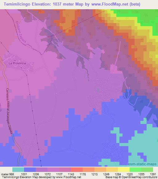 Temimilcingo,Mexico Elevation Map