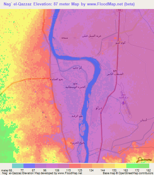 Nag` el-Qazzaz,Egypt Elevation Map