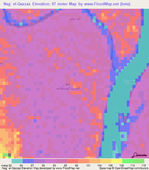 Nag` el-Qazzaz,Egypt Elevation Map