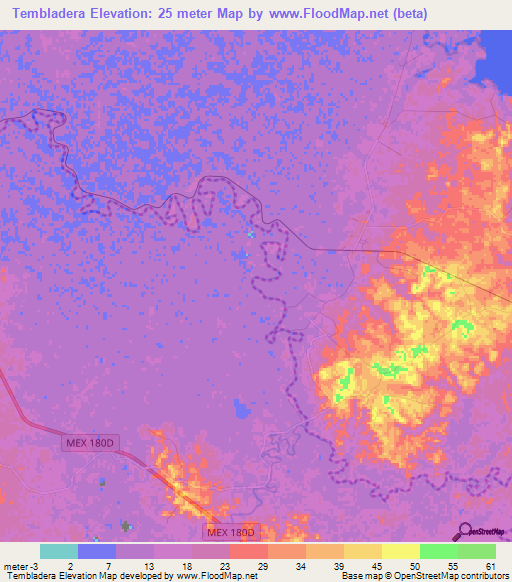 Tembladera,Mexico Elevation Map