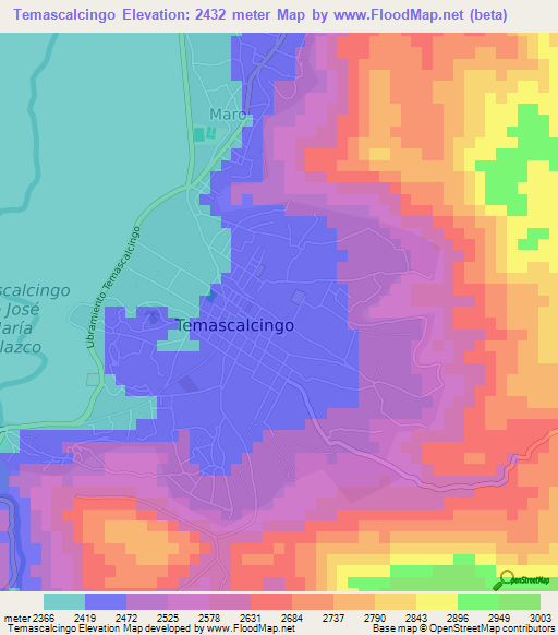 Temascalcingo,Mexico Elevation Map