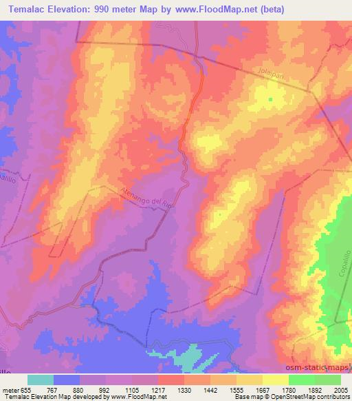 Temalac,Mexico Elevation Map