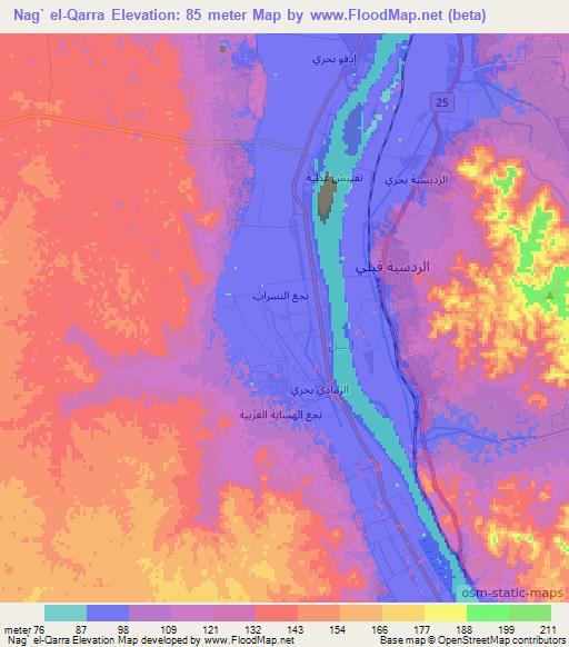 Nag` el-Qarra,Egypt Elevation Map