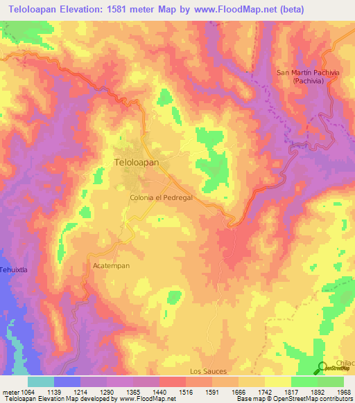 Teloloapan,Mexico Elevation Map