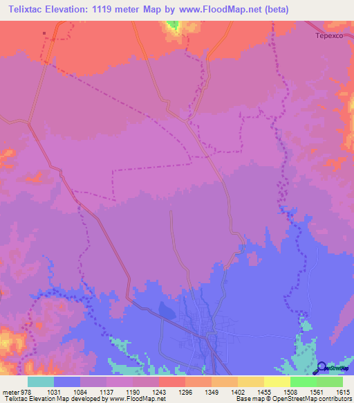 Telixtac,Mexico Elevation Map