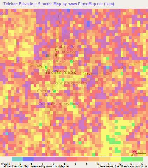 Telchac,Mexico Elevation Map