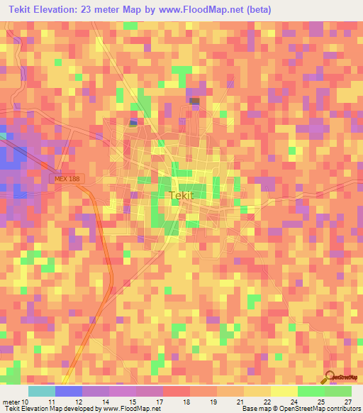 Tekit,Mexico Elevation Map