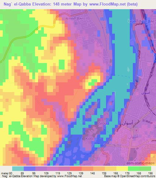 Nag` el-Qabba,Egypt Elevation Map