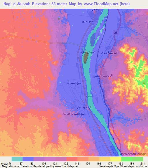 Nag` el-Nusrab,Egypt Elevation Map