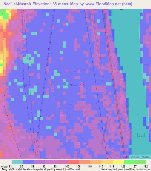 Nag` el-Nusrab,Egypt Elevation Map