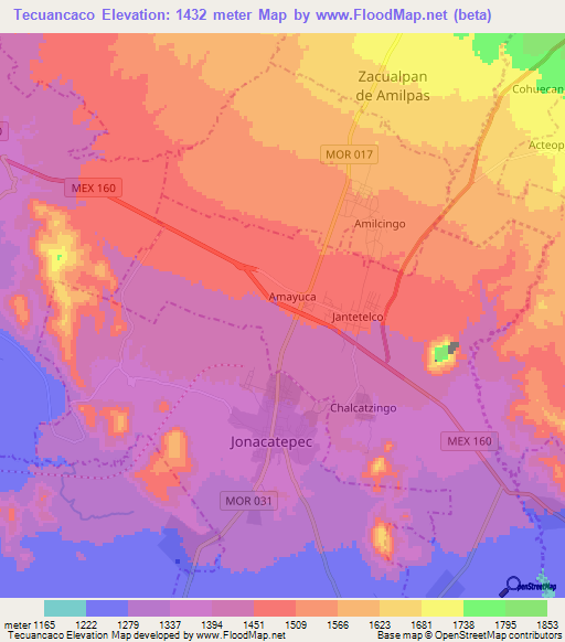 Tecuancaco,Mexico Elevation Map