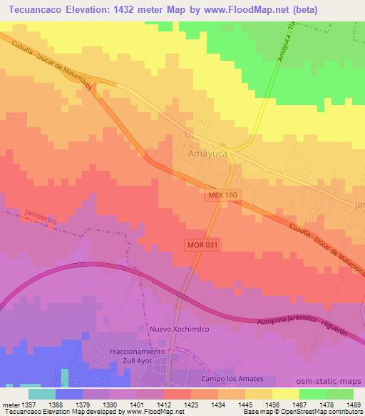 Tecuancaco,Mexico Elevation Map