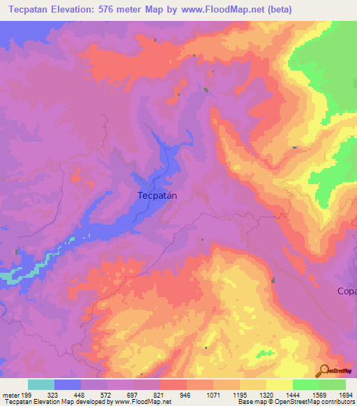 Tecpatan,Mexico Elevation Map