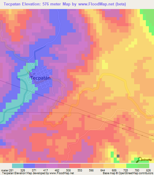 Tecpatan,Mexico Elevation Map