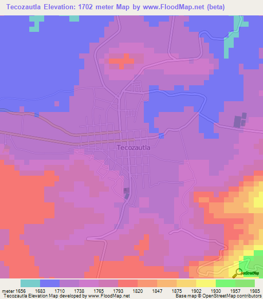 Tecozautla,Mexico Elevation Map