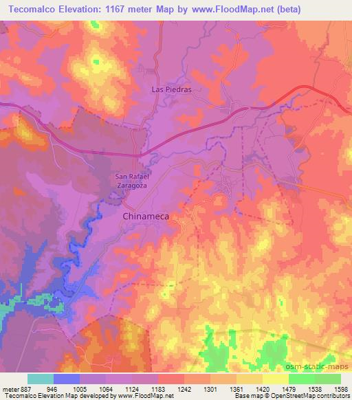 Tecomalco,Mexico Elevation Map