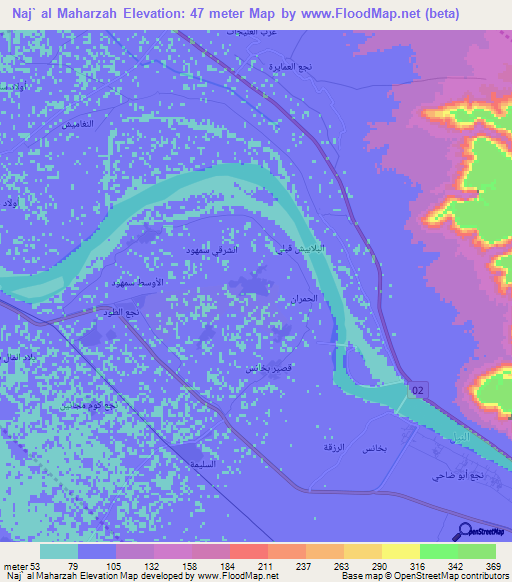 Naj` al Maharzah,Egypt Elevation Map